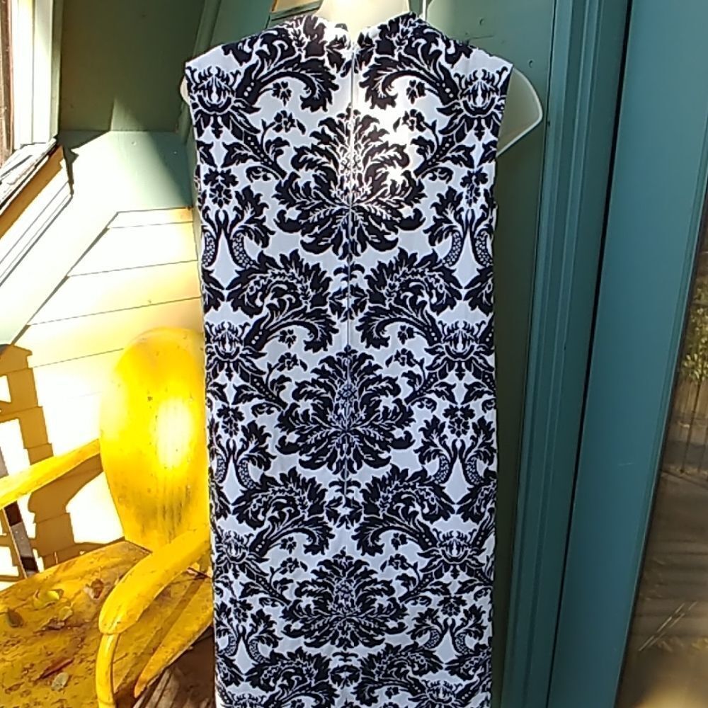 Vintage 60s Black & White 9999 Tapestry Sack Dress - Picture 3 of 4